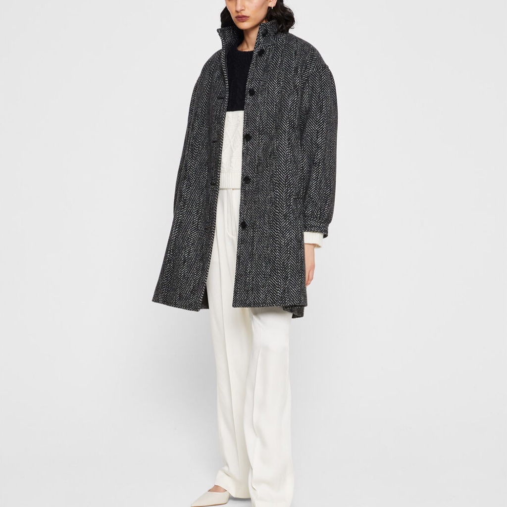 Herringbone Swing Coat - Brand New - Never Worn - Black/ White
